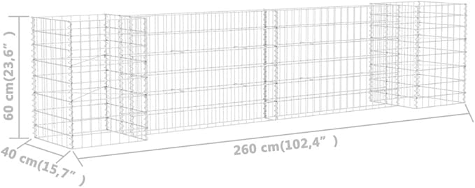 Gabion Planter Raised Bed Wire Fencing Steel H-Shaped Patio Flower Plant Basket Rock Stone Fill Mesh Fence for Garden Backyard Outdoor Landscape 102.4x15.7x23.6