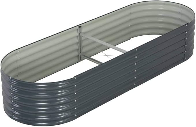 Garden Raised Bed 94.4x31.4x17.3 Galvanized Steel Gray
