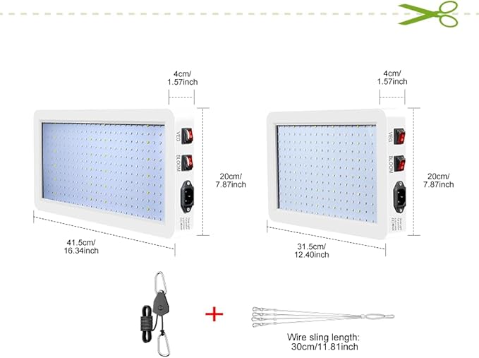 500W LED Grow Plant Lights AC100-277V BLoom/VEG 2Modes Dimmable Planting Fill Lamp 110V Greenhouse Tent Hydroponic Flower Vegs Succulent Potted Fruit Seeds UV/IR Cultivation Lighting With Hook US Plug
