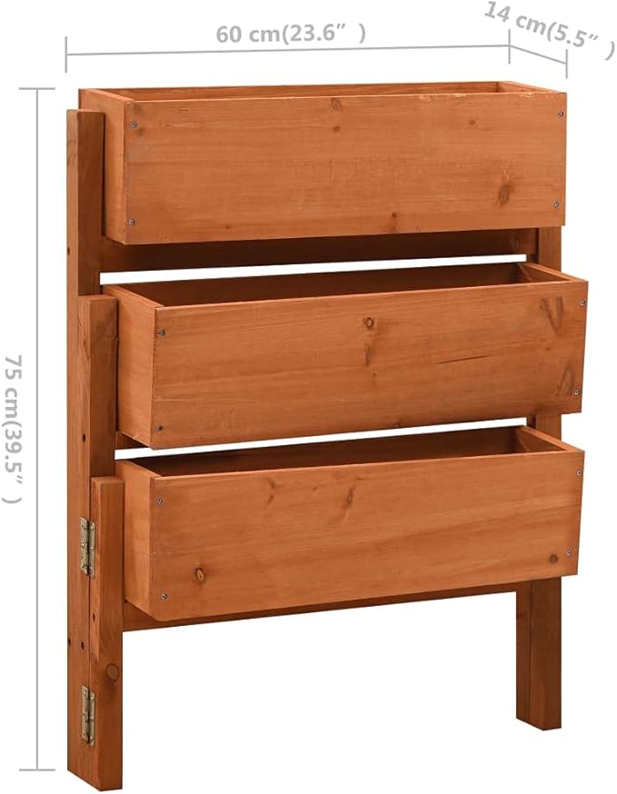 Orange Solid Firwood Foldable Planter Rectangular Raised Garden Bed for Outdoor Plants 23.6x23.6x29.5 Inch Gardening Planter Box