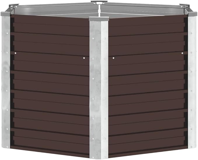 Raised Garden Bed Brown Hexagonal Galvanized Steel Planter 50.8x50.8x30.3 inch Outdoor Planter Box for Vegetables Flowers Herbs Heavy Duty