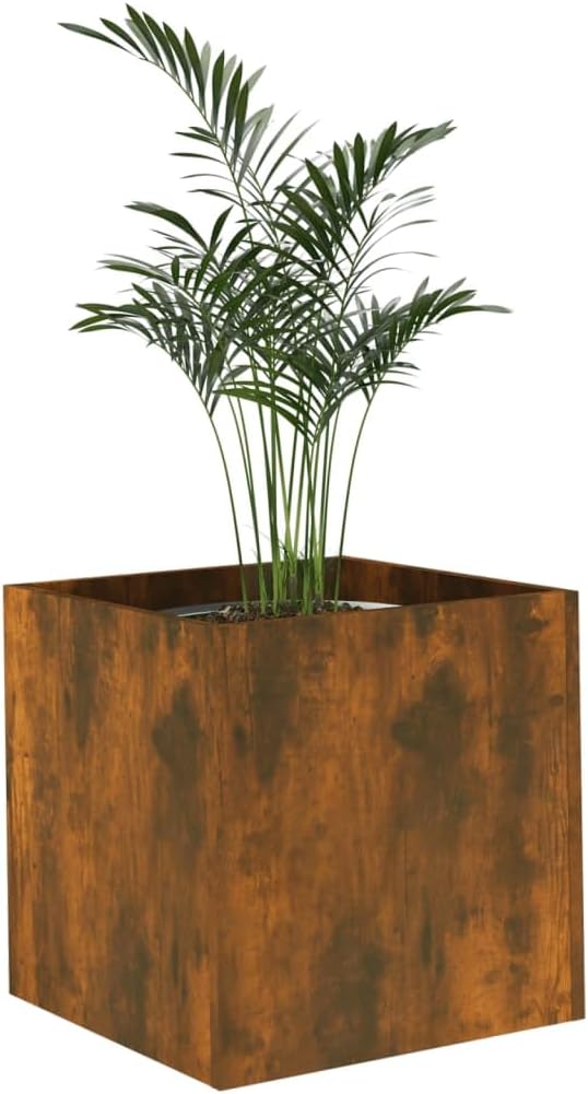 Planter BoxBalcony Planter BedsModern DesignGarden DecorationBackyard Raised BedsHerb PlantersHerb Plantersfor PatioCourtyardBalconyTerraceSmoked Oak 15.7x15.7x15.7 Engineered Wood