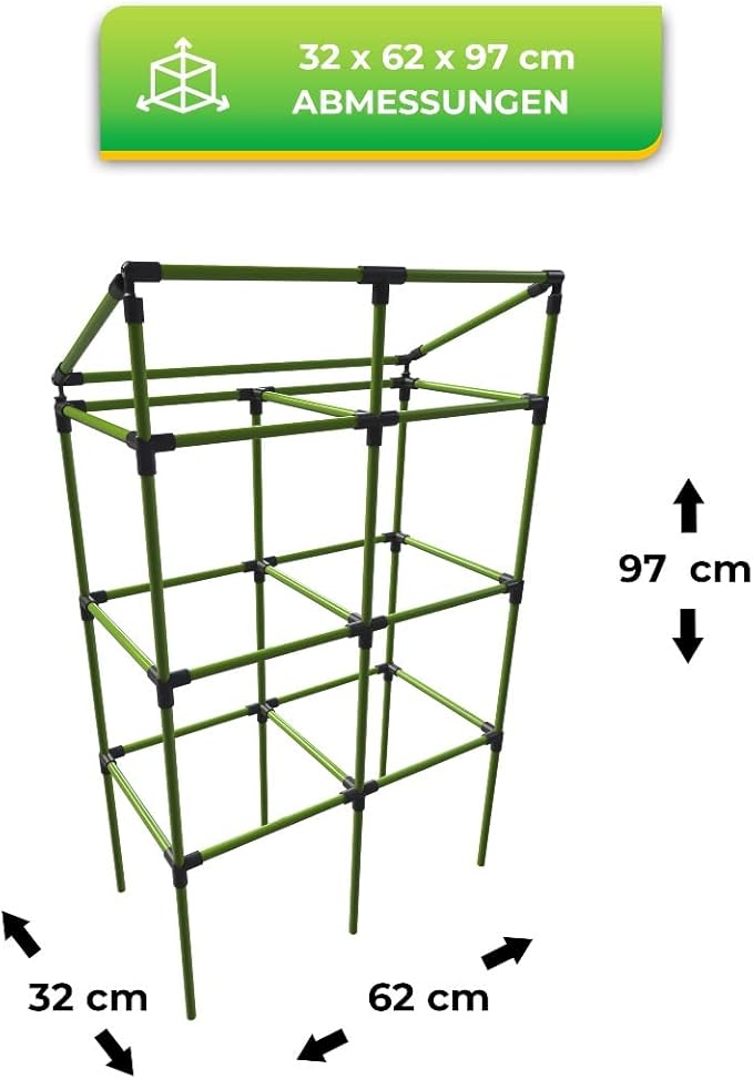 BioGreen Trellis for Raised Garden Bed with Watering System City Jungle | 12“L x 24“W x 38“H | Ideal Growth for Climbing Plants | Easy to Assemble