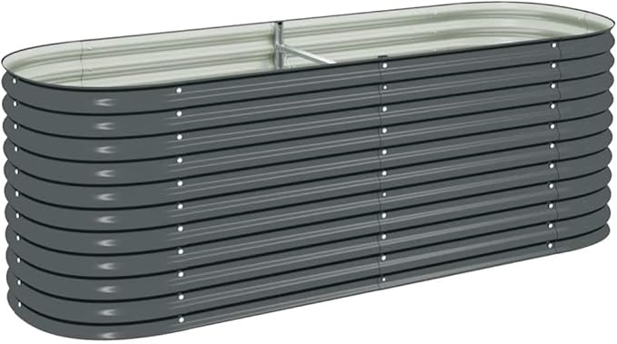 Garden Raised Bed Gray Galvanized Steel Large 94.5 Square Planter for Outdoor Plants Durable Metal for Vegetables &amp Flowers