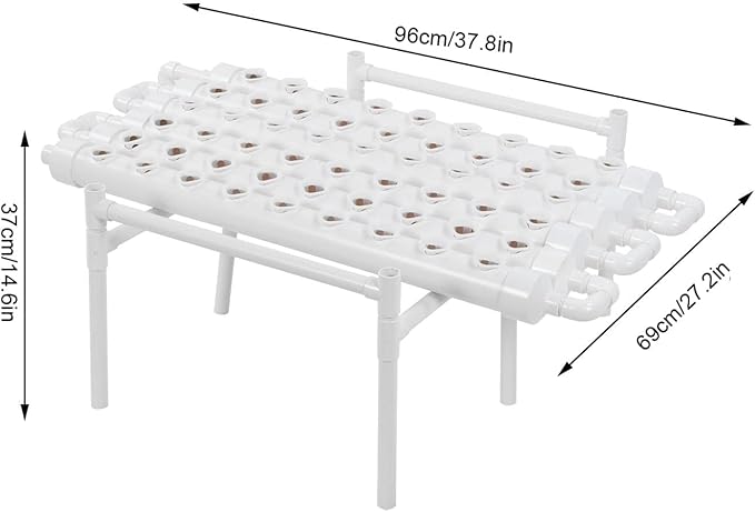 Hydroponic Grow Kit 1 Layer 54 Hole Plant Sites PVC Pipes Plant Growing System 100-240V(US-96CM)