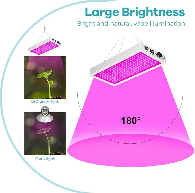 2PCS 1500W Full-Spectrum LED Plant Grow Lights Indoor Garden’S Sun Red &ampBlue Light from Seeding to Flowering Helping Succulents’ Plumpness Lushness &ampOrchids’ Blooms Hook Design+Us Plug for Eas