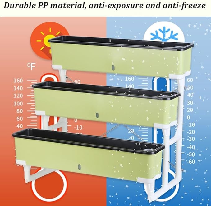 3-Tier Raised Garden Bed Planter Kit Indoor Outdoor Vertical Planter Set Rectangular Self Watering Flower Plant Pots for Gardening Enthusiasts(White)