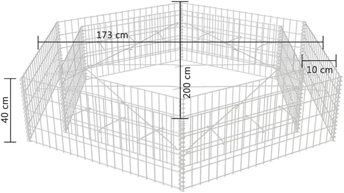 Hexagonal Gabion Raised Bed Steel Gabion Basket Post/Planter Raised Vegetable Bed Outdoor Steel Garden Decoration Galvanized Steel 78.7x68.1x15.7