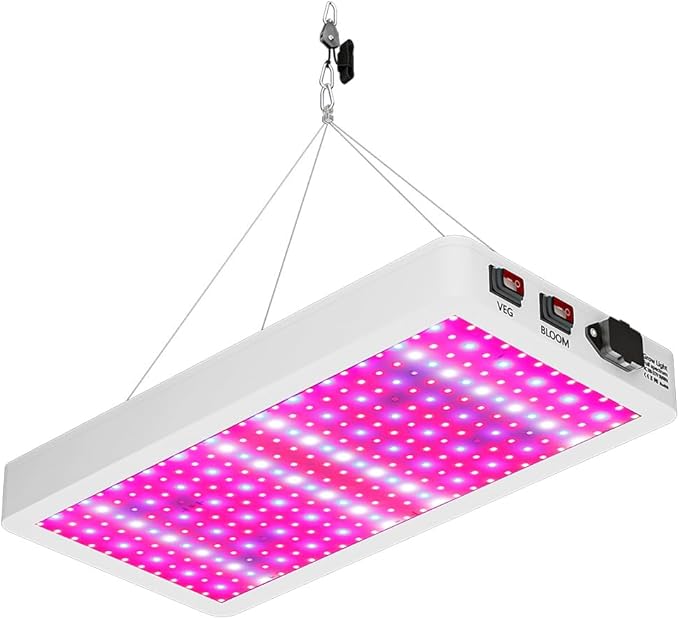500W Green Gorw Light LED Full Spectrum Indoor Planting Lamps UV IR Plant Panel Lights Veg/Bloom 2Modes Dimmable AC100-277V Sunlight Fill Lighting Red Bule Greenhouse Tent Hydroponic with Hook US Plug