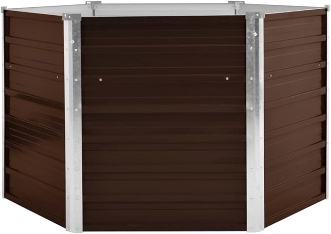 Galvanized Steel Garden Raised Bed Kit Outdoor Planter Raised Garden Boxes Metal Raised Garden Beds for Vegetables Herbs Flowers Brown 50.8x50.8x30.3-1053