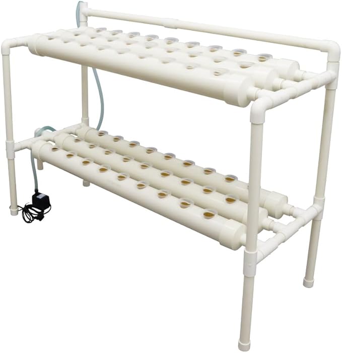 Wall-Mounted Hydroponic Grow Kit 54 Plant Sites Hydroponics Planting System 6 PVC Pipes Hydroponic Gardening Indoor System with 110V Water PumpPlanting SpongeHose