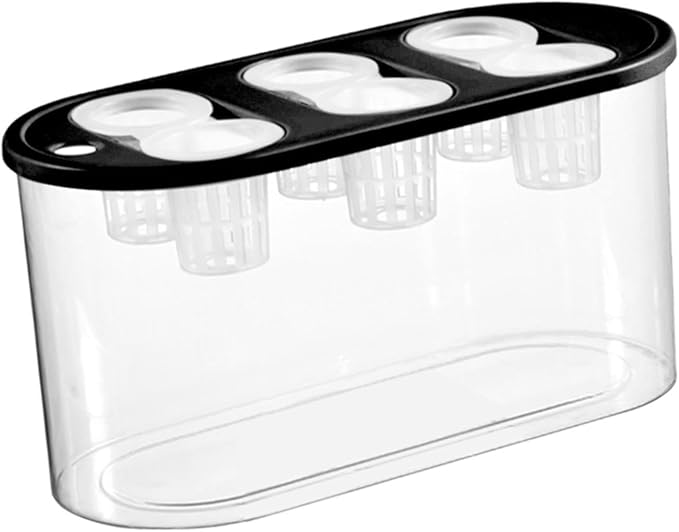 Hydroponics Grower Box Desktop Micro Landscape Tank with 6 Holes Indoor Tabletop Mini Aquarium for Vegetables Plants and Fish- Black