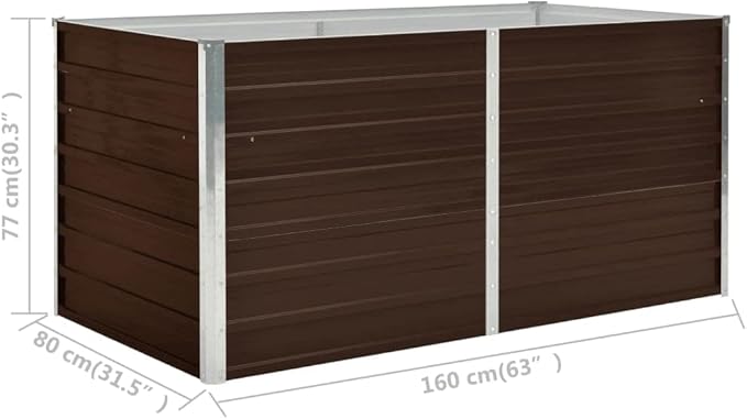 SKM Raised Garden Bed Metal Raised Garden Beds Outdoor Brown 63x31.5x30.3 Galvanized Steel