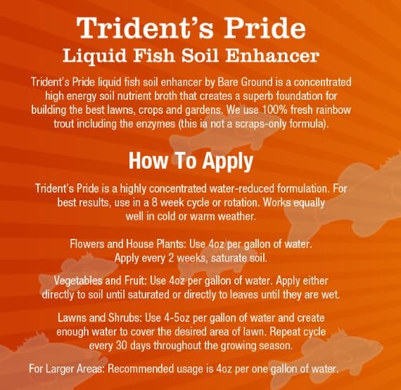 Just Scentsational Bare Ground Solutions TP-128G Trident's Pride Organic Liquid Fish Hydroponic Soil Fertilizer 128 oz (2 Pack)