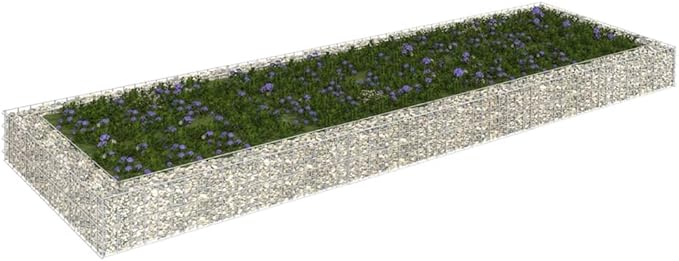 Galvanized Steel Gabion Raised Bed Planter Basket Pot Wall Outdoor Garden Lawn Patio Border Gardening Flower PlantGabion Cages Basket 118.1x39.4x7.9 -AA