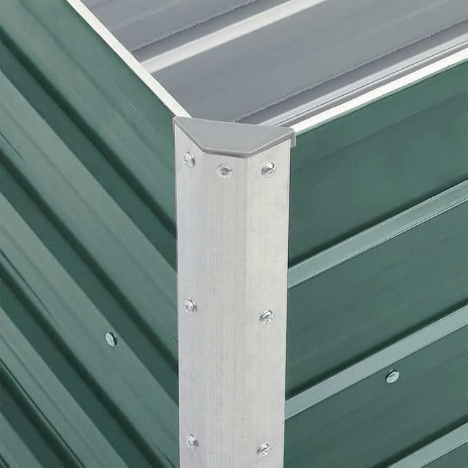vidaXL Garden Raised Bed Galvanised Steel Rectangular Garden Planter for Flowers and Planters Bottomless Raised Flower Bed Weather-Resistant Green 94.5x15.7x17.7