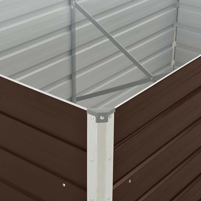 Raised Garden Bed Galvanized Steel Brown Durable Large Welded Bed for Outdoor Gardening &amp Patio Planting - Retaining Landscape in Your Home with Garden Fence