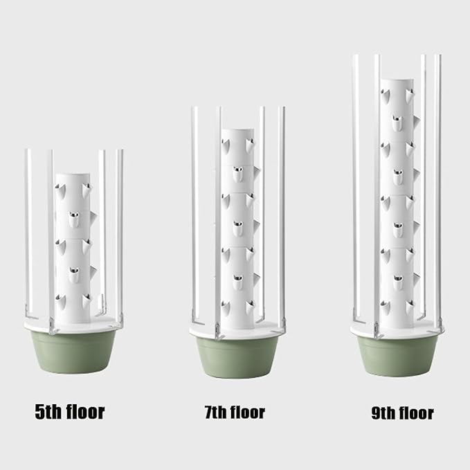 Indoor Hydroponic Garden Tower with LED Grow Lights Pump Adapter and Net Pots for Growing Herbs and Vegetables Efficient Soil-Less Growing System