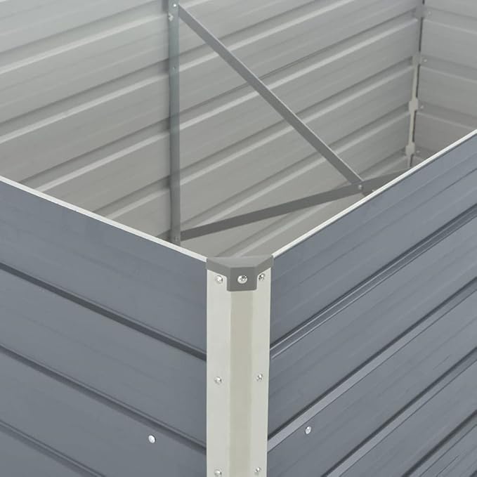 Metal Raised Garden Bed for Vegetables Outdoor Garden Raised Planter Box Backyard Patio Planter Raised Beds for Flowers Herbs Fruits Raised Garden Bed 63x31.5x17.7 Galvanized Steel Gray