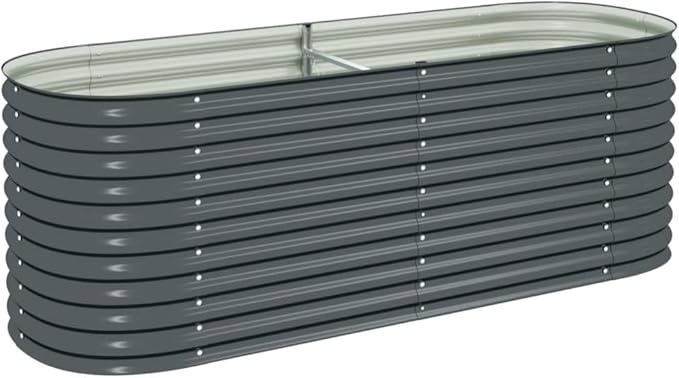 Outdoor Garden Raised Bed Galvanized Steel Garden Planter Box Metal Planter Box for Gardening Vegetables Flowers Herb 94.5x31.5x31.9 Galvanized Steel Gray-753