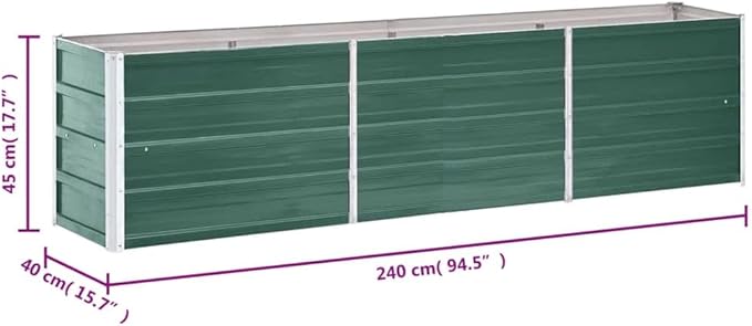 Galvanized Steel Raised Garden Bed Kit Outdoor Galvanized Planter Raised Garden Boxes Metal Raised Garden Beds for Vegetables 94.5x15.7x17.7 Green