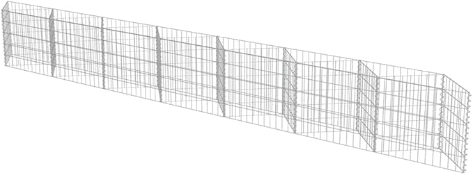 Galvanized Steel Gabion Wall Wall Basket Wire Fence Planter Cages Boxes Raised Bed Mesh Wire Wall Panel for Outdoor Landscape Lawn 177.2x11.8x19.7-623