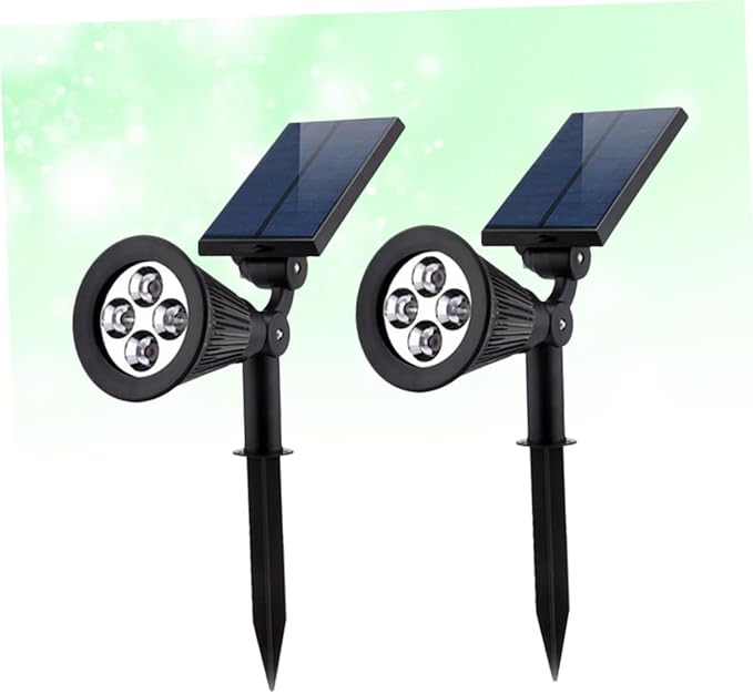 2Pcs Solar Spotlights RGB Landscape Lighting with LEDs Solar Powered Outdoor Lamp for Pathways Gardens and Patios Easy Installation No Wiring Required