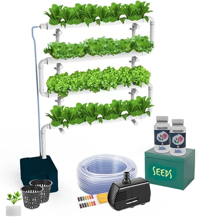 Hydroponic Kit N5 NFT System for 32 Plants Complete Indoor Garden with Nutrients Seeds &amp Accessories