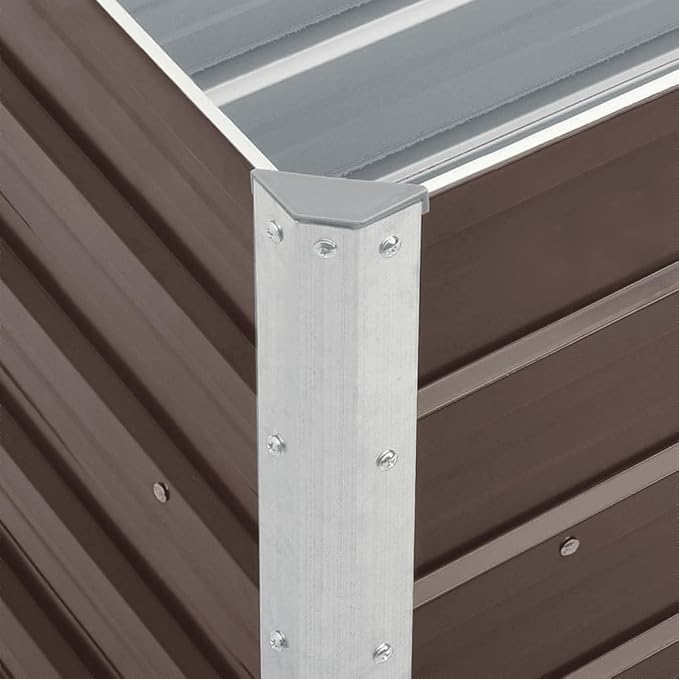 Garden Raised Planter Raised bedsGalvanized PlanterFlower BedTroughMetal PlanterRaised Garden BedBed Galvanized Steel 94.5x15.7x17.7 Brown