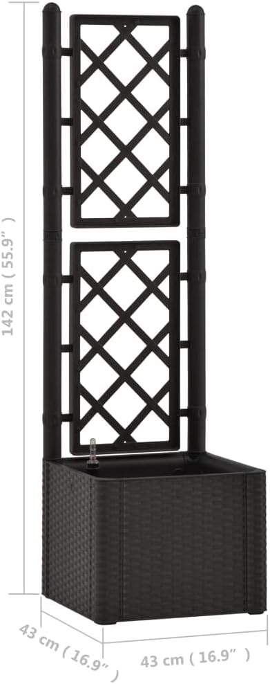 SKM Garden Raised Bed with Trellis and Self Watering System Anthracite-3965