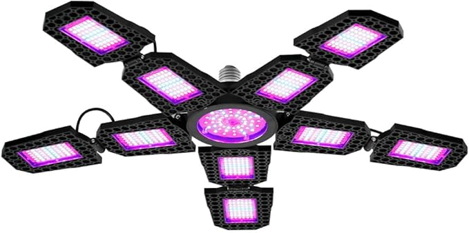 300W LED Adjustable Panel Growth Light E26/E27 Indoor Deformable Cultivated Plant Bulb 100-277V Greenhouse Adjustable Vegetable Planting Lighting 110V Hydroponic Seedling Culture Lamps UV/IR Fruit