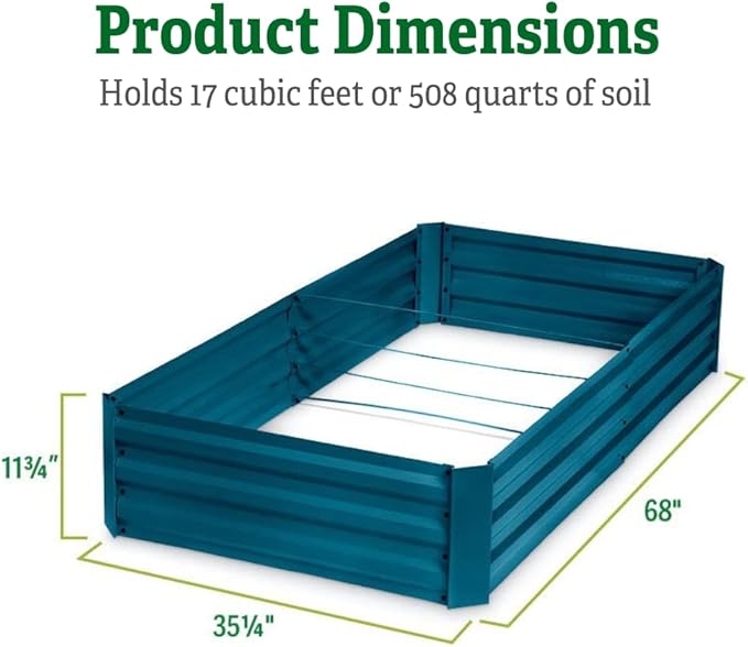 Gardener's Supply Company Metal Raised Garden Bed | Sturdy Corrugated Galvanized Steel Outdoor Planter Box Extra Deep for Rooted Plants Herbs &amp Vegetables | 34 W x 68 L x 12 H