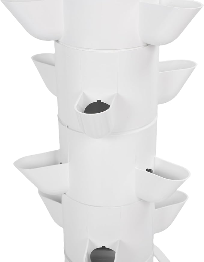 Hydroponics Tower System with 15 Holes 10L Water Vertical Hydroponic Tower for Home School with Vertical Planter Indoor Outdoor Garden System (US Plug)