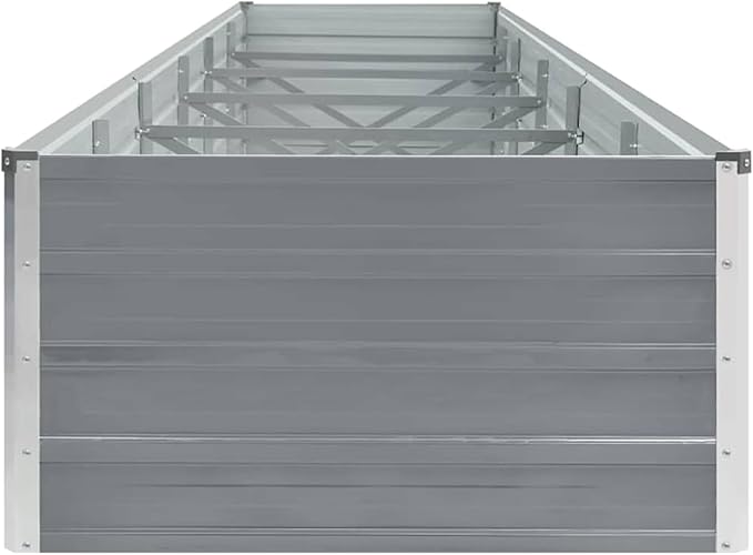 Large Galvanized Steel Raised Bed - Spacious Outdoor Planter Easy to Assemble Gray Color