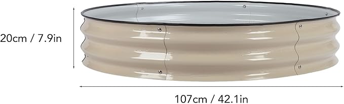 Raised Garden Bed Kit 107x20cm Rounded Edges Outdoor Metal Vegetable Planter Box Open Bottom Planter Raised Bed - Flowers Planter Garden Box for Garden Courtyard School (White)