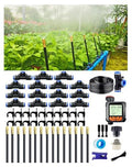 Drip Irrigation System 360 Adjustable Mist Sprayer Nozzle High Volume Water Flow Rotating Sprinkler Head for GardenPatioPotted PlantsEasy Install Fine Misting to Jet Spray (65FT+15Nozzles+TIMER)