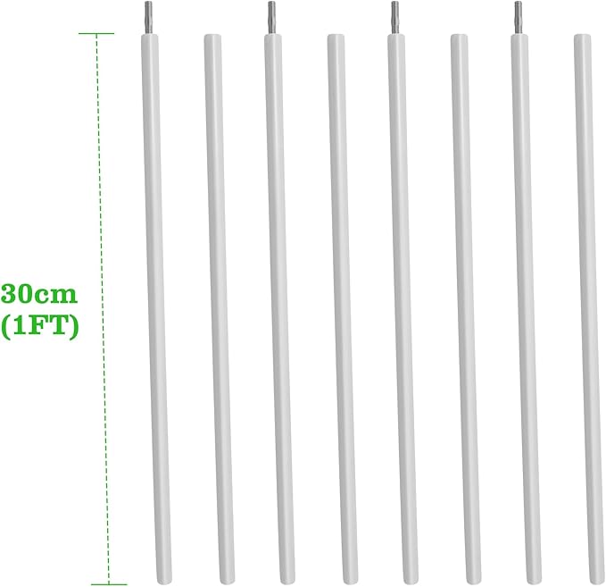 ANLEOLIFE 8-Pack 12 Inch Raised Garden Bed Support Rods Stabilizer Bracing Rod Kit with Connector Studs &amp Screws Prevent Bowing in Metal Garden Beds Antique White