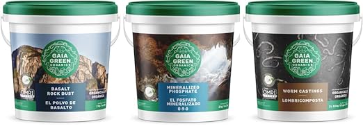 Gaia Green Combo+ 2kg Basalt Rock Dust 2Kg Mineralized Phosphate 0-9-0 2L Worm Castings