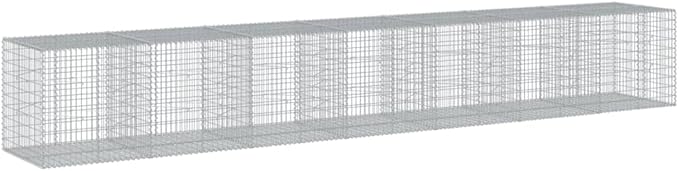 Galvanized Iron Gabion Basket with Cover 275.6x39.4x39.4 Large Outdoor Planter Box for Raised Garden Bed Landscaping and Decorative Structures