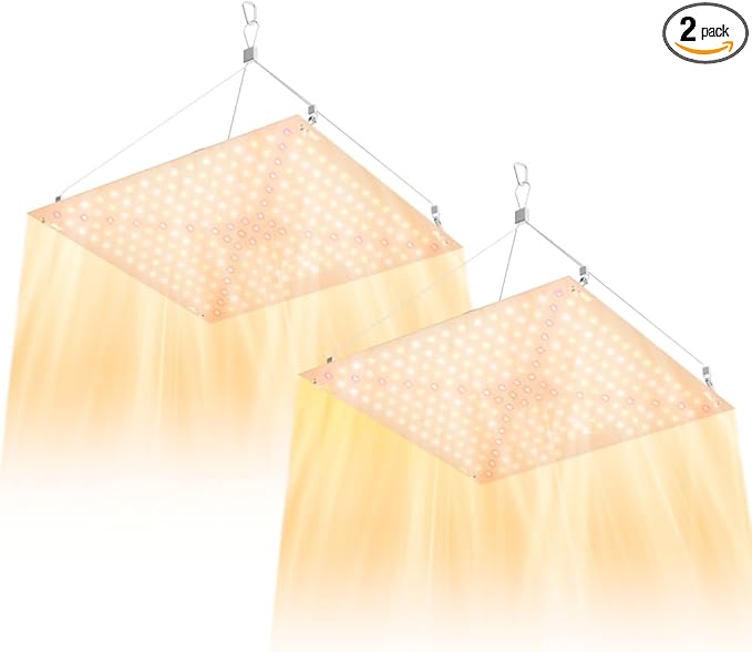 2Pcs 300W LED Plant Lights AC100-277V Sunlight Hydroponic Seeds Fill Lamp UV/IR Greenhouse Tent Succulent Flowers Fruits Potting Cactus Vegetable Planting Cultivation Light US Plug with Hook Hanging