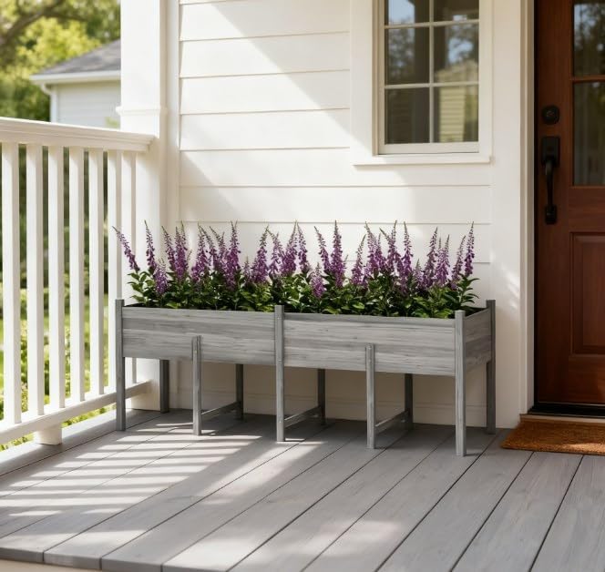 Large Elevated Planter BoxWooden Raised Garden Bed with LegsBed Liner and Drain Holes