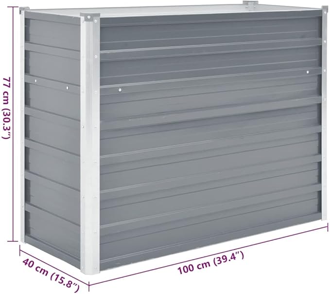 Raised Garden Bed Grey Galvanized Steel 39.4x15.7x30.3 inch Rectangular Planter Box for Outdoor Plants Durable Metal Raised Beds for Gardening