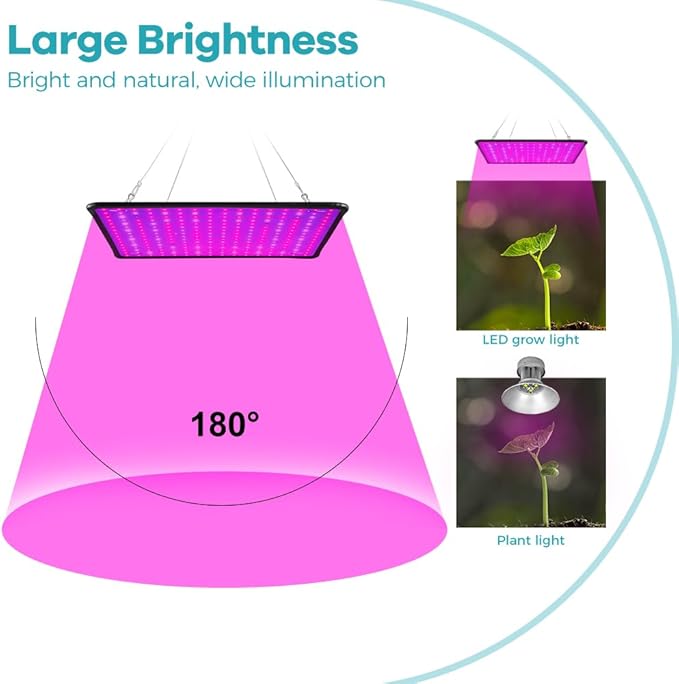 2 Pack 2000W LED Grow Light256Leds Fill Light Ultra-Thin Panel for Indoor Plants Full Spectrum for Under Cabinet Plants Grow Lamp with Dimmable Lights Levels for Plants Growing US Plug with Hook