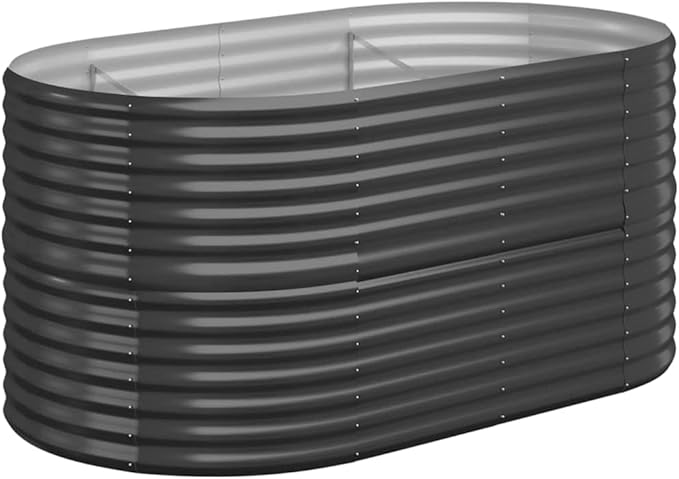 Garden Raised Planter Raised bedsGalvanized PlanterFlower BedTroughMetal PlanterRaised Garden BedBed Powder-Coated Steel 59.8x31.5x26.8 Anthracite
