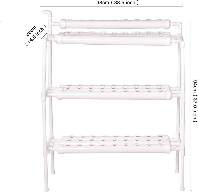 Indoor Hydroponic Garden Hydroponic Rack Indoor Grow System PVC Pipes Grow Kit with Water Pump Timer for Fruits Vegetables Lettuce
