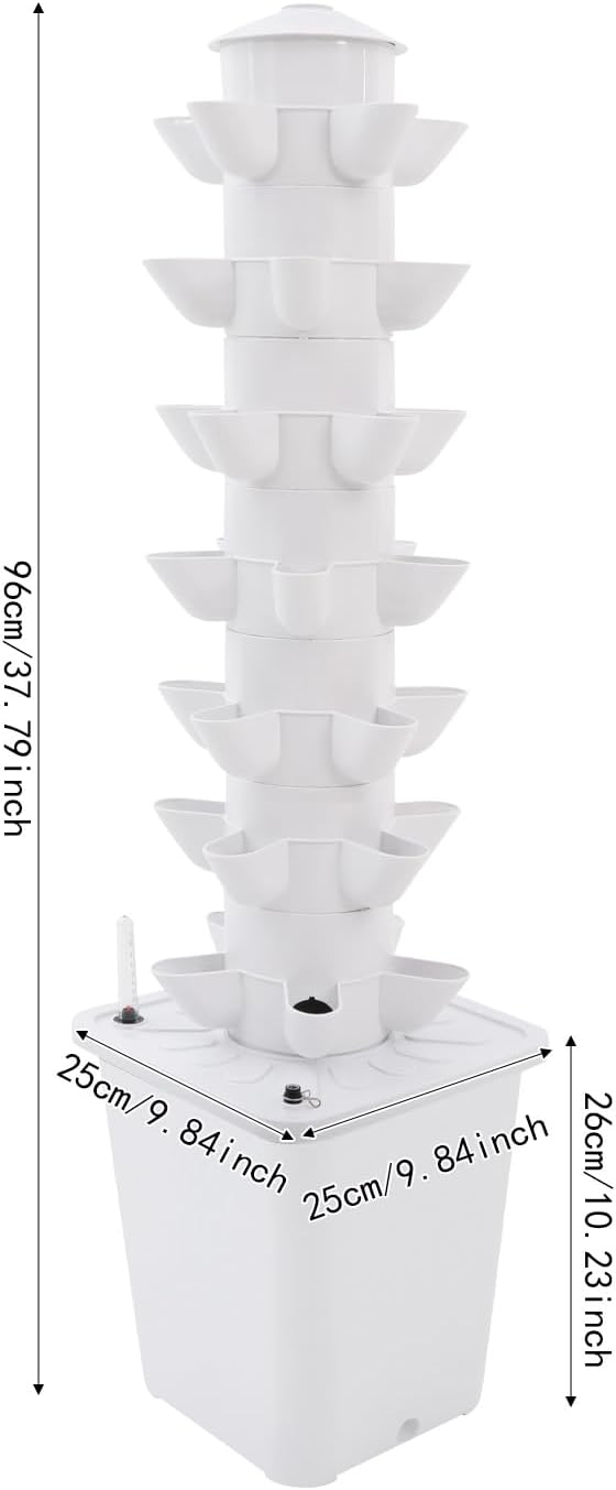 Hydroponic Growing System 7-Tier 35-Plant Vegetable Planter Tower Outdoor Indoor Garden Vertical Planter Germination Kit with Water Pump &amp Intelligent Water Circulation for Gardening Lover