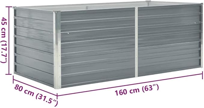 Grey Galvanized Steel Raised Garden Bed 63x31.5x17.7 Inch Rectangular Planter for Outdoor Plants Durable Weather Resistant Raised Beds for Gardening