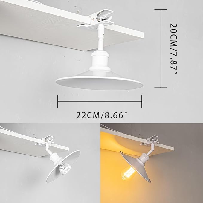 Clip Mount 5.9Ft Plug in Timing Cord Plant Light Full Spectrum White Light White Base White Metal Lampshade Adjusted Angle Simple Clamp Light for Indoor Plants