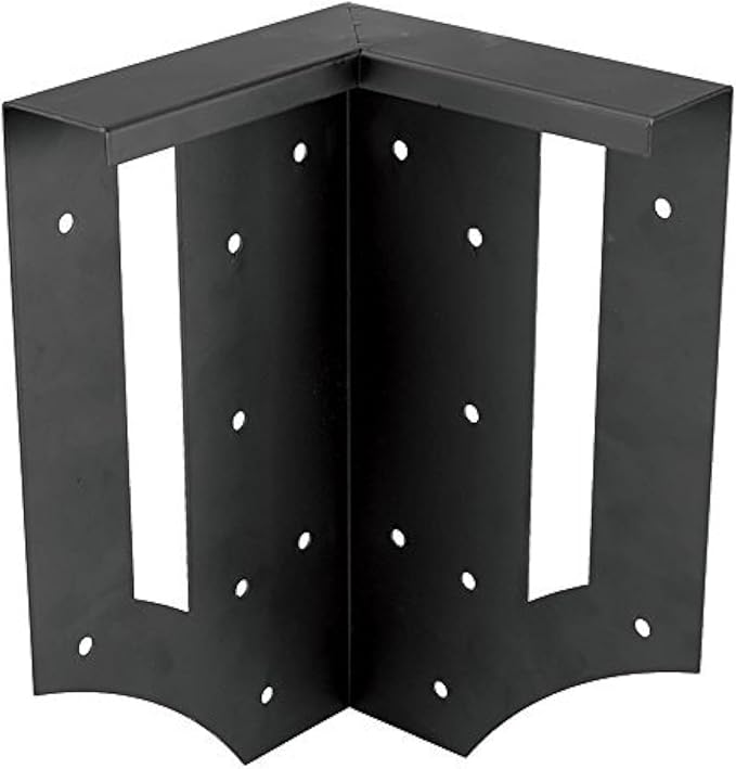 Plow &amp Hearth DIY Raised Garden Bed Corner Brackets - 6 L x 6 W x 10½H | Solid Steel | Black Powder-Coated | Corrosion-Resistant | Easy Assembly | Set of 4