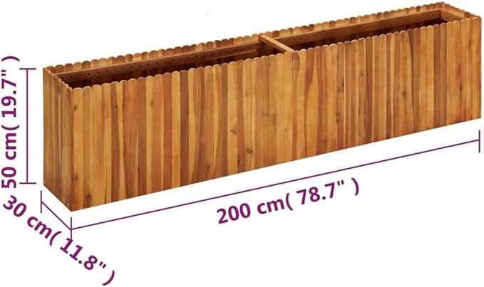 Large 78.7 x 78.7 x 19.7 in Raised Garden Bed Solid Acacia Wood Planter Box for Patio Terrace &amp Backyard Rustic Elevated Flower Vegetable Planter Outdoor Use